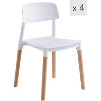 Nordlys Set of 4 Scandinavian Dining Chairs with Wooden Legs in White