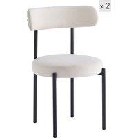 Nordlys Set of 2 Scandinavian Metal Dining Room Chairs in Beige