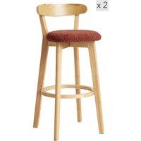 Nordlys Set of 2 Scandinavian Solid Wood Bar Stools in Red