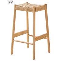 Nordlys Set of 2 Scandinavian Solid Wood Bar Stools in Brown