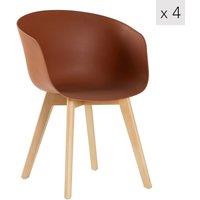 Nordlys Set of 4 Scandinavian Dining Chairs Wooden Legs in Terracotta