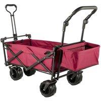 VEVOR Foldable Trolley Adjustable Handle Wagon Cart with Removable Canopy 220lbs in Red