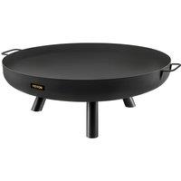 VEVOR 30 Round Fire Pit Bowl Carbon Steel with Drain Hole Portable Handles Firewood Stick in Black
