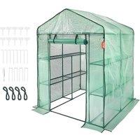 VEVOR Sturdy Greenhouse 4.6 x 4.6 x 6.6 ft High Strength PE Cover in Green