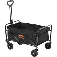 VEVOR Quick-Fold Wagon Cart Lightweight Trolley with All-Terrain Wheels Adjustable Handle in Black