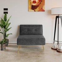 Furniture Maxi Jola Velvet Foldable Single Sofa Bed With Pillow in Grey