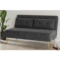 Furniture Maxi Jola Velvet Foldable 2 Seater Sofa Bed With Pillows in Grey