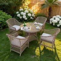 Furniture Maxi Provence 4Seater Rattan Garden Dining Set with Round Table in Natural