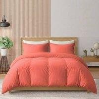 Pamposh 400TC Cotton Sateen Duvet Cover Sets - Smooth & Soft Feel in Coral | Size: Super King