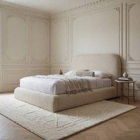 KDMD Baston Boucle Upholstered Latte Premium Platform Bed Frame in Cream | Size: Super King