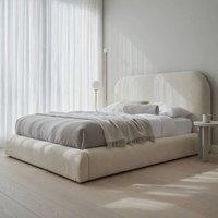 KDMD Basildon Boucle Upholstered Latte Premium Platform Bed Frame in Cream | Size: King