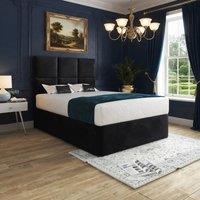 KDMD Itchen Upholserted Floorstanding Headboard Black Designer Bed Frame | Size: Small Double
