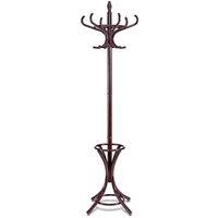 Costway Floor Standing Coat Jacket Stand Solid Wood Hanger with Umbrella Rack in Dark Brown
