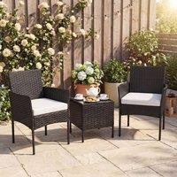 Costway Garden Conversation Set 3PCS Rattan Balcony Furniture Set w/ Cushions in Beige