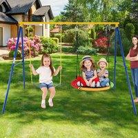 CASART A-Frame Swing Stand w/ 2 Swings 250 kg Metal Swing Set w/Ground Stakes