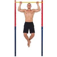 CASART In-Ground Pull Up Bar Metal Pull Up Bar Station w/5 Adjustable Heights in Red