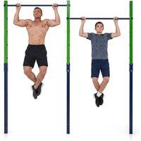 CASART Outdoor Pull Up Bar Metal Pull Up Bar Station w/ 5 Adjustable Heights in Blue