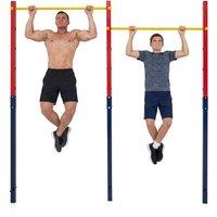 CASART Outdoor Pull Up Bar Metal Pull Up Bar Station w/ 5 Adjustable Heights in Red