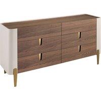 Angel Cerda 6-Drawer Chest Walnut Top, Beige Lacquer & Gold Legs