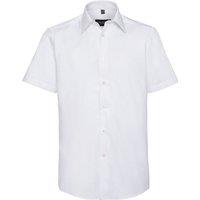 Russell Collection Men's Plain Oxford Easy-Care Short-Sleeved Shirt in White | Size: 15.5 in