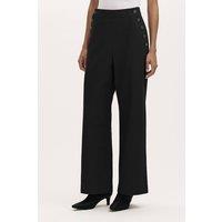 Finery London Women's Nellie Regular Canvas Wide Trouser in True Black | Size: 24