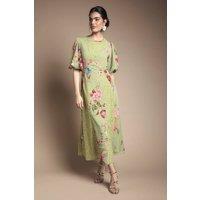 Oasis Women's Lace Fit & Flare Midi Dress in Pink | Size: 10