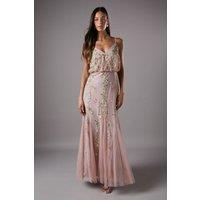 Coast Women's Embroidered Maxi Dress With Godet Detail in Nude | Size: 16