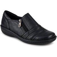 Pavers Women's Loretta Wide Fit Leather Handmade Slip-Ons in Black | Size: 3