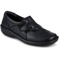Pavers Women's Loretta Wide Fit Leather Handmade Slip-Ons in Black | Size: 6