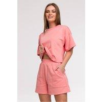 Love Lace Women's High Waist Elastic Shorts with Front Pockets in Pink | Size: Small