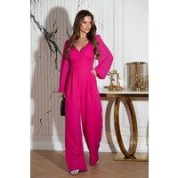 Love Lace Women's Elegant Tailored Jumpsuit with Wide Legs in Fuchsia | Size: 34