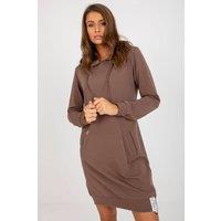 Love Lace Women's Long Sleeve Hooded Sweat Dress with Pockets Style 173381 in Brown
