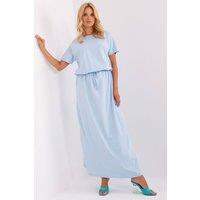 Love Lace Women's Long Summer Dress with Waist Tie Pockets in Blue