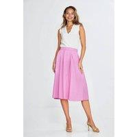 Love Lace Women's Linen Texture Rayon Midi Skirt with Pleats in Pink | Size: 42