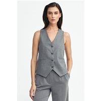 Love Lace Women's Regular Fit Tennis Style Stripe Vest in Grey | Size: 38
