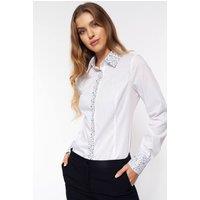 Love Lace Women's Classic White Long Sleeve Shirt With Pleat | Size: 40
