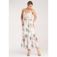 Love Lace Women's Floral High Waist Pleated Midi Skirt in White | Size: S/M