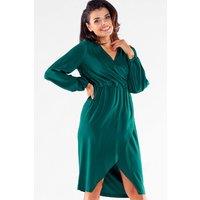 Love Lace Women's Feminine Long Sleeve V Neck Cocktail Dress in Green | Size: Large