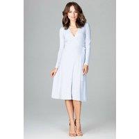 Love Lace Women's Loose Fit Knit Knee Length Long Sleeve Dress in Blue | Size: XL