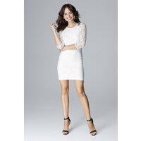 Love Lace Women's Short Lace Evening Dress Exposed Back in White | Size: XL