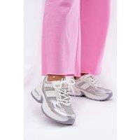 Love Lace Women's Big Star Sport Sneakers Textile Chunky Sole Comfort in Silver | Size: 5.5