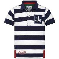 Lazy Jacks Boy's Wide Stripe Polo Shirt in Dark Blue | Size: 9-10 Years