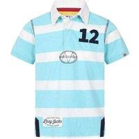 Lazy Jacks Boy's Number Short-Sleeved Rugby Polo Shirt in Aqua | Size: 9-10 Years