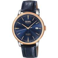 Gevril Men's Mulberry Swiss Automatic SA100 embossed Dial, Handmade Italian Leather in Blue