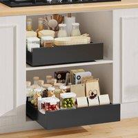 Living and Home Kitchen Metal Pull-Out Cabinet Storage Rack Drawer Organiser in Black