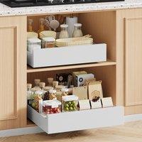 Living and Home Kitchen Metal Pull-Out Cabinet Storage Rack Drawer Organiser in White