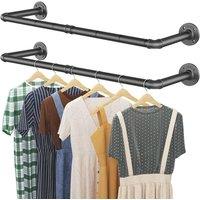 Dprodo Wall Mounted Clothes Rack, 92cm(1 Pack or 2 Packs) in True Black