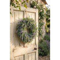 Living and Home 30cm Purple Flocked Lavender Wreath Floral Hanging for Home, Wedding Doors & Wall Dcor