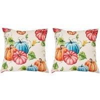 Living and Home 2Pcs Rustic Style Autumn Pumpkin Themed Throw Pillows | Size: 45 cm x 45 cm