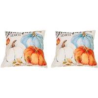 Living and Home 2Pcs Rustic Style Autumn Pumpkin Themed Throw Pillows | Size: 45 cm x 45 cm